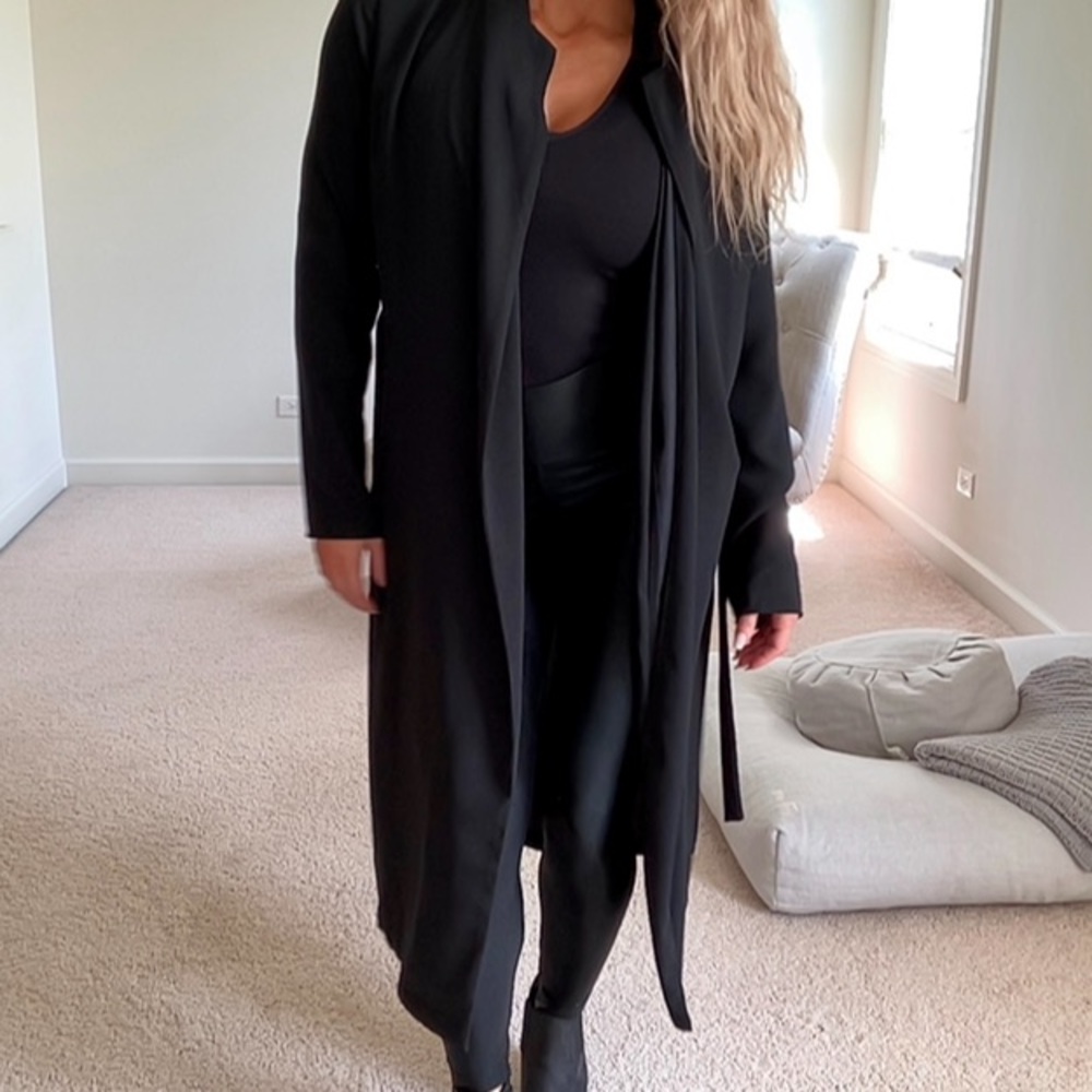 Black Long Dress Business Casual Duster Coat